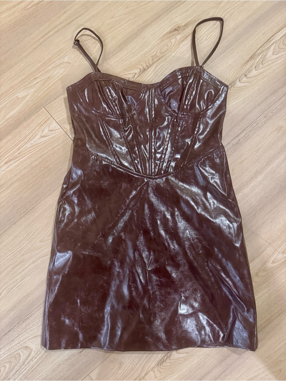 Forever 21 Cognac Faux-Leather Mini Dress